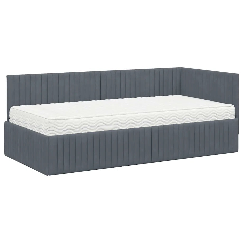 Struttura Letto Angolare con Materasso 2 pcs Grigio Velluto