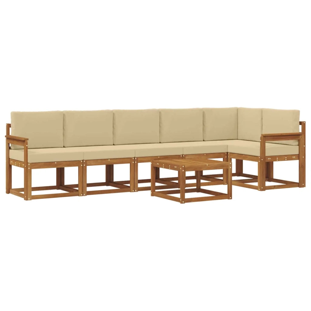 Set di divani da esterno con cuscino 7 pcs Naturale e Beige 3366491