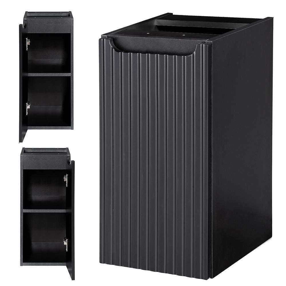 Mobile Sottolavabo da Parete NEWPORT con 2 Cassetti e Armadietto 80 x 60 x 40 cm - Nero / Effetto Rovere [en.casa]