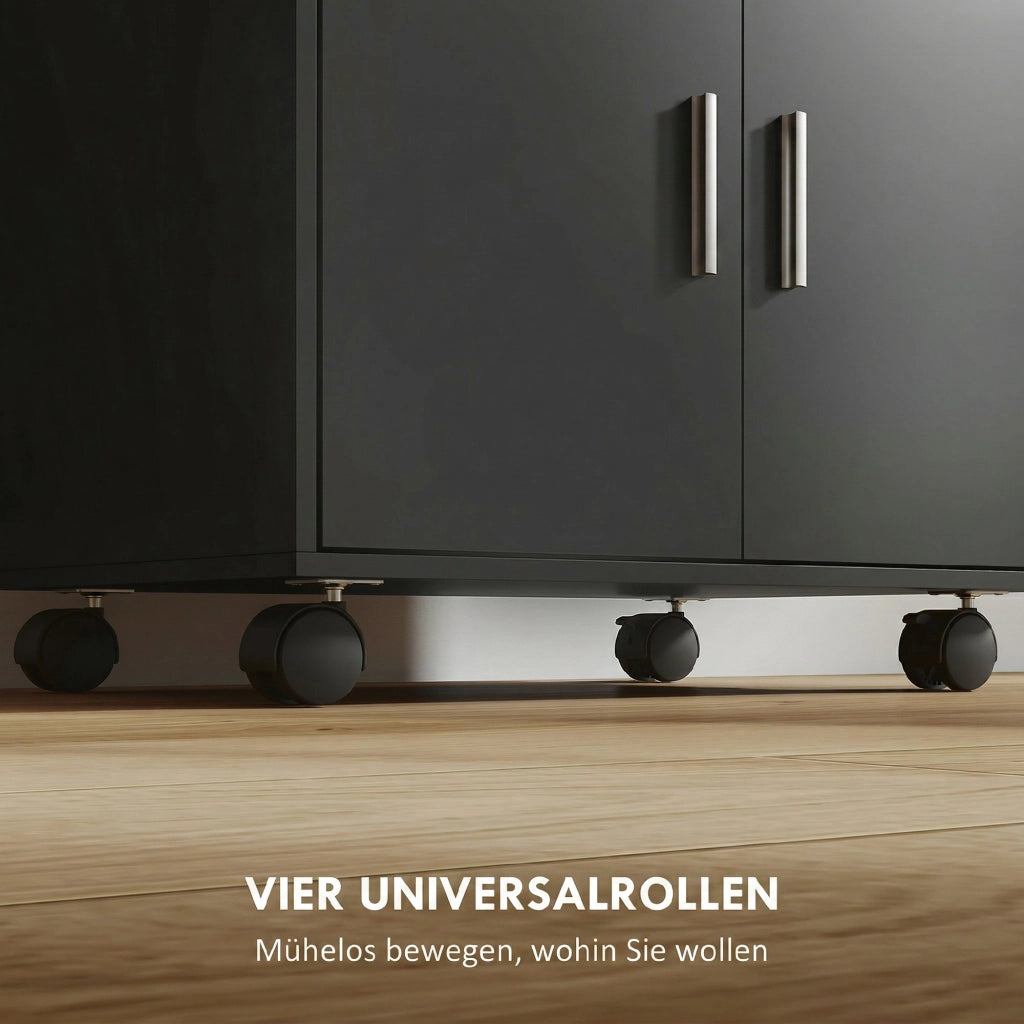 Carrello da cucina con ripiani e cassetto ¨C zephmum ¨C 59x40x92 cm nero