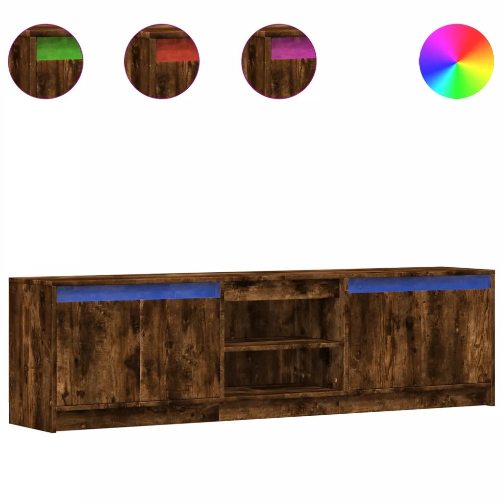 Mobile TV | Armadietto TV | Mobile Porta TV con LED Rovere Fumo 180x34x50cm in Truciolato