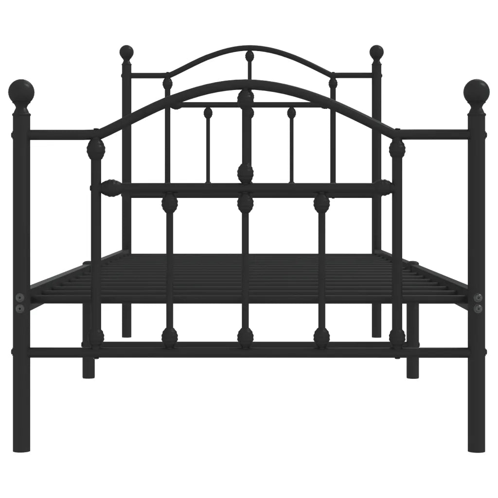 Giroletto con Testiera e Pediera Metallo Nero 80x200 cm 353448