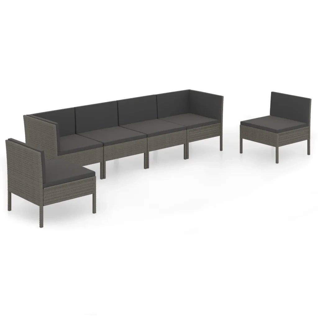 Set Divani da Giardino 8 pz con Cuscini in Polyrattan Grigio cod mxl 38306
