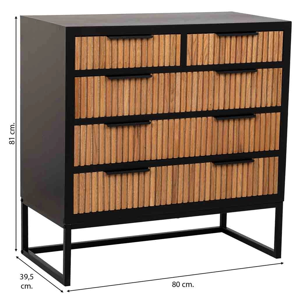 Cassettiera 4 cassetti legno e metallo 80x39,5x81h cm