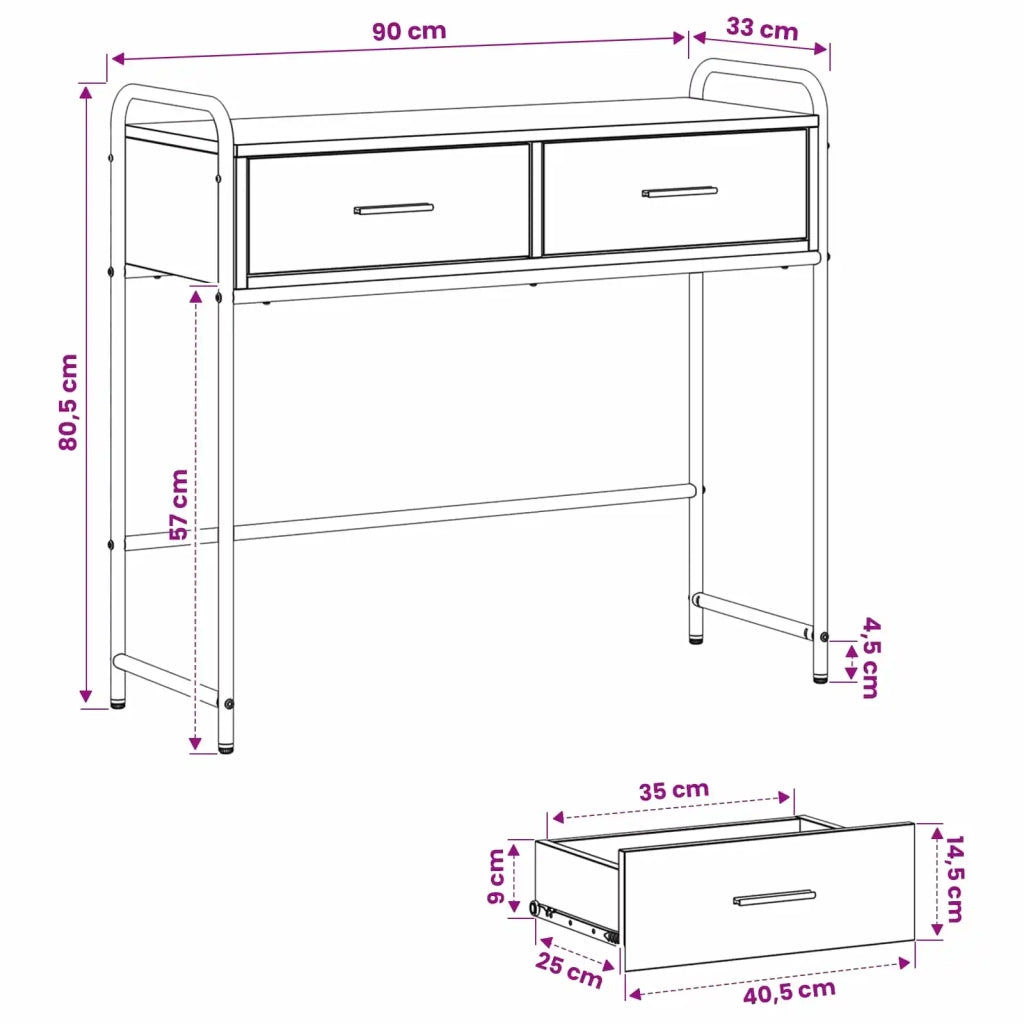 Tavolo consolle Rovere Sonoma 90 x 33 x 80,5 cm 8013975