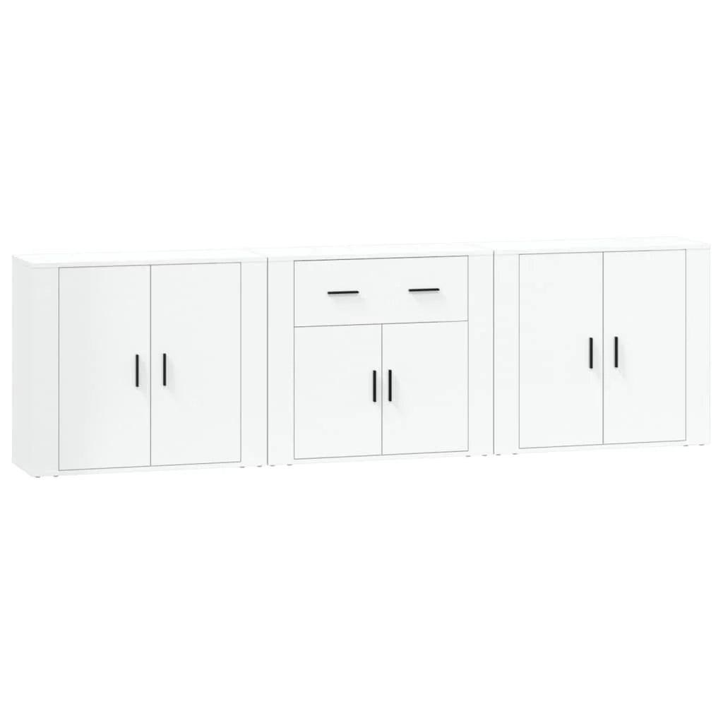Buffet credenza cassettiera mobile contenitore organizer cucina soggiorno soggiorni 3 pz bianco derivati ​​del legno 02_0037009
