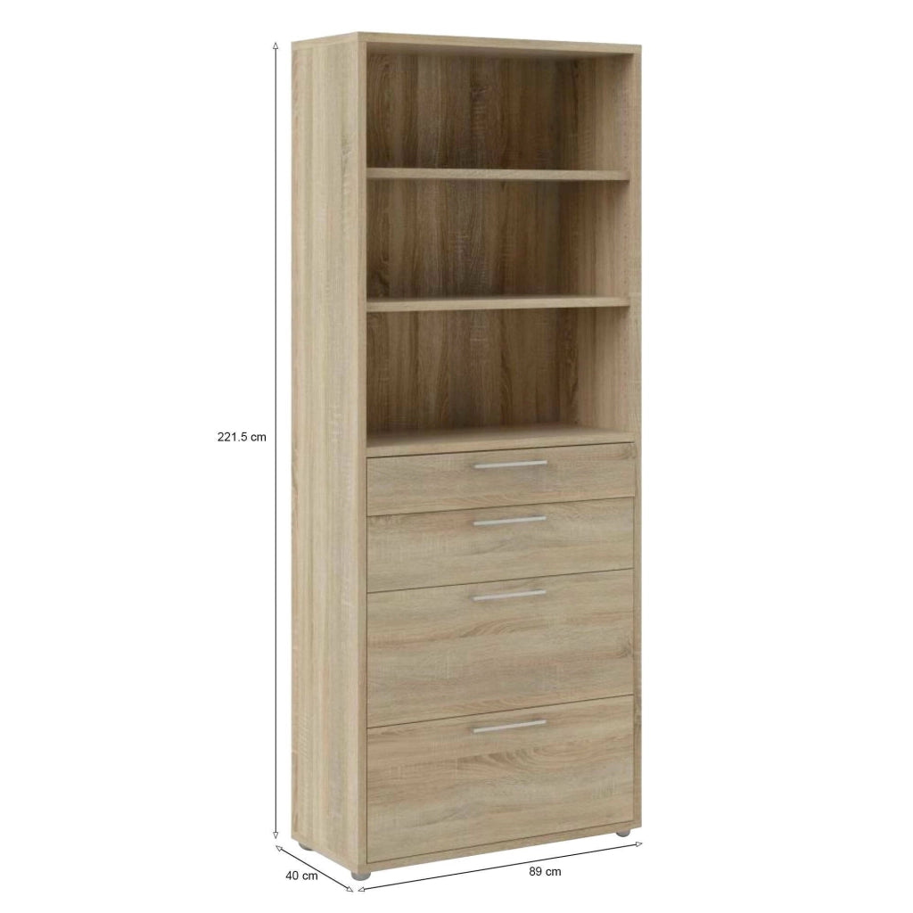 Credenza Aritzo, Buffet da soggiorno, Madia da salotto, Dispensa da cucina, 89x40 h222 cm, Quercia