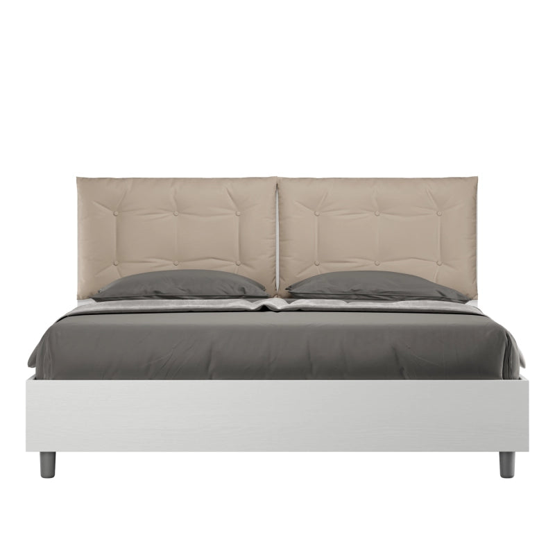 Letto Matrimoniale 160x200 cm cuscinatura Egos Annalisa - Similpelle,Tortora,Con rete
