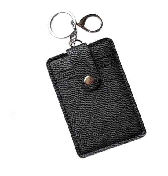 Portafoglio di carte minimalista - Materiale ecocompatibile - Blocca RFID - Contenitore di carte nero - 2 clip da chiave rimovibili - 7,3 × 11 cm
