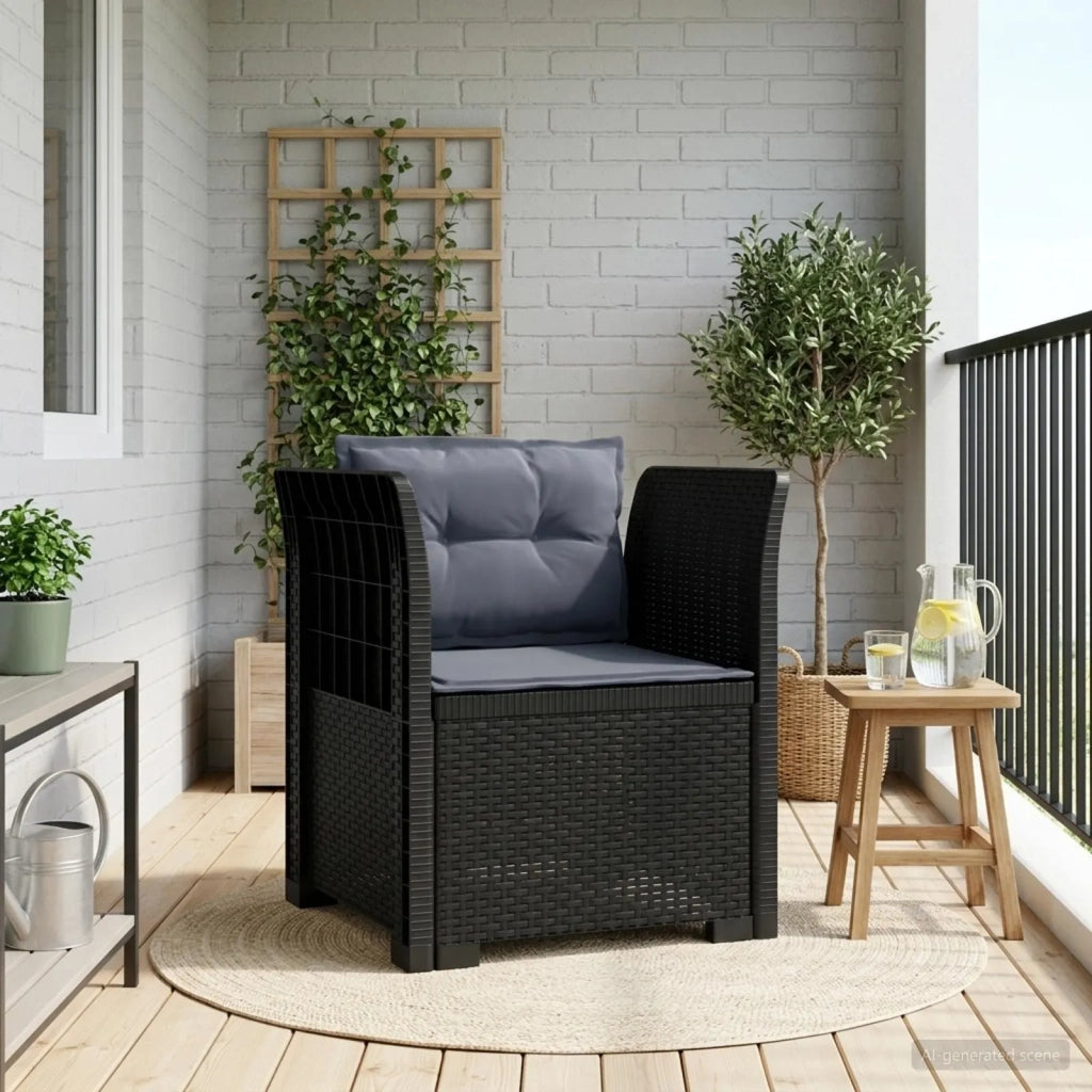 Poltrona a 1 Posto con Cuscini Aspetto Rattan PP Antracite 8011871
