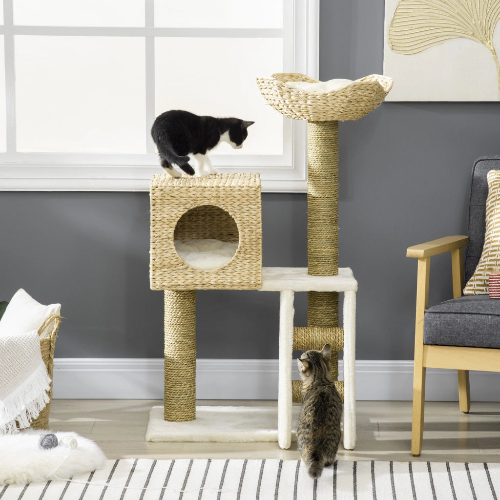 Albero tiragraffi per gatti con cuscino e letto ¨C zephmum ¨C 100.5x40x40 cm