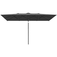 Ombrellone Doppio Inclinabile e Regolabile con Cordicella, in Poliestere e Metallo, 150x295x170-214 cm, Grigio