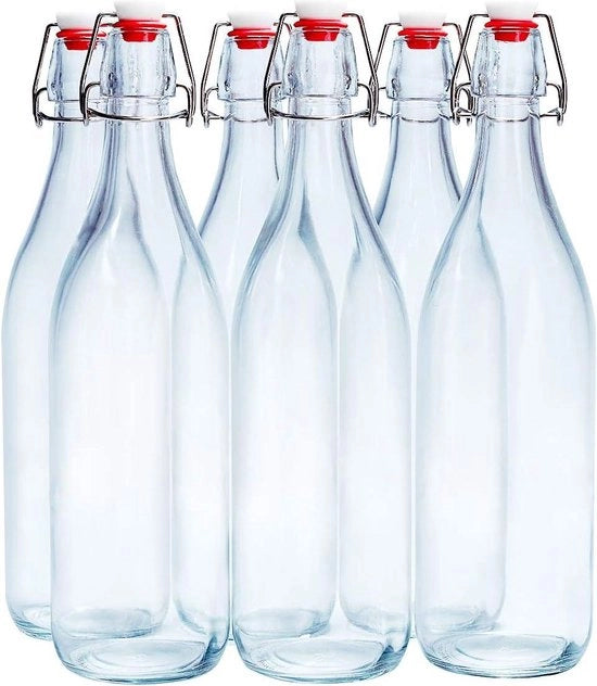 6 Sticchi di Bottiglie con Cappuccio a Sospensione - Conservazione Aria Tettone - Olio da Bere a Casa - 1000ML/35oz