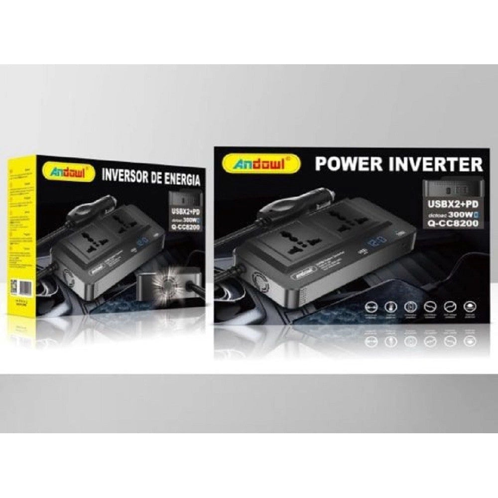 Trade Shop - Inverter Di Alimentazione Auto 300w Con 2 Porte Usb Per Caricabatterie Q-cc8200 -
