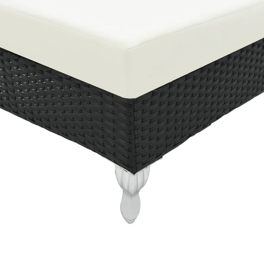 Lettino Prendisole con Cuscino in Polyrattan Nero cod mxl 23060