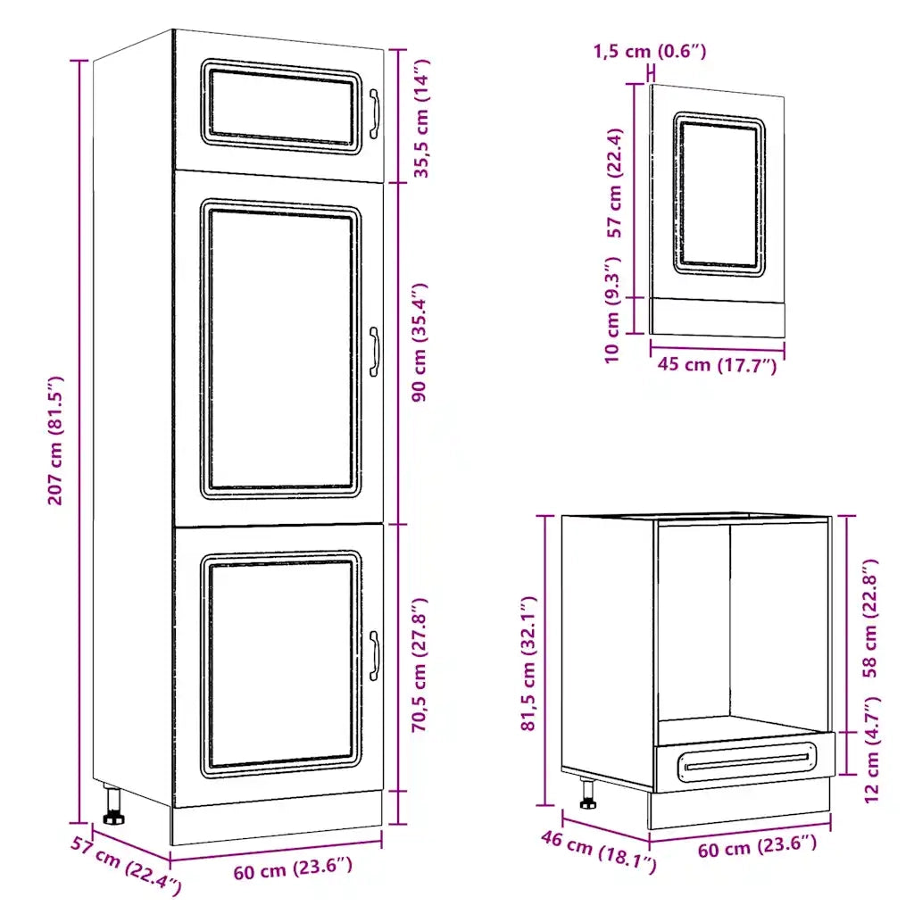 Set Mobili da Cucina 7 pz Kalmar Rovere Fumo Legno Multistrato 3314766