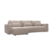 Divano letto angolare reversibile con contenitore in velluto a coste,