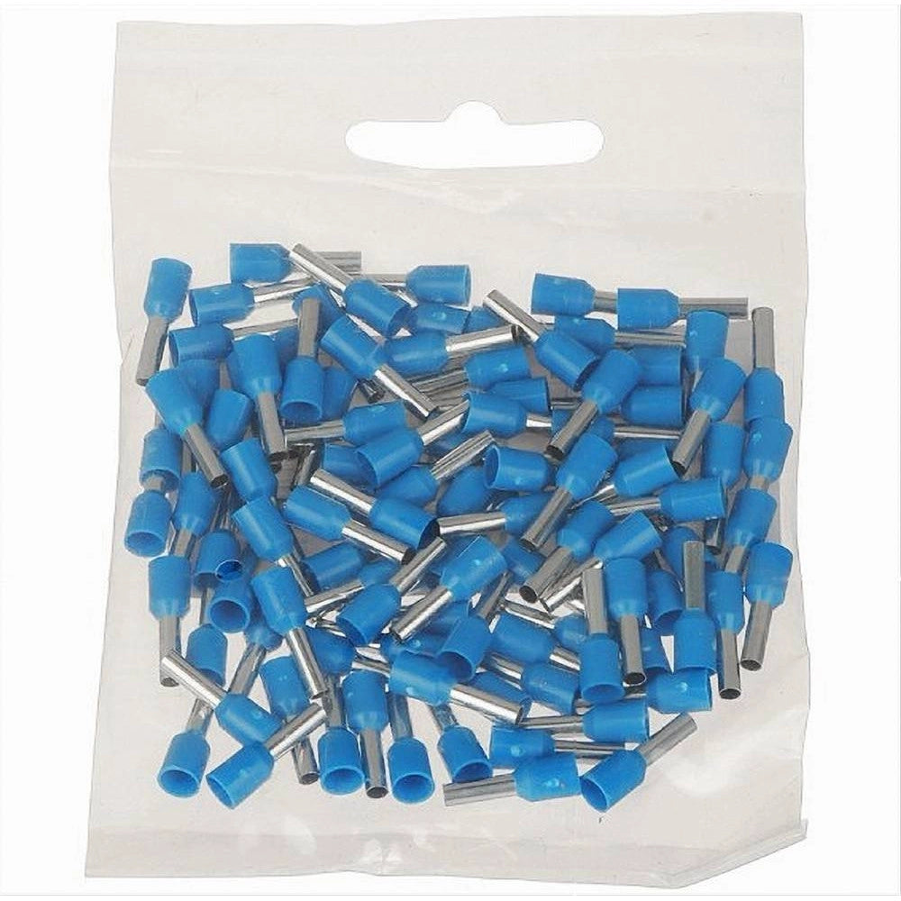 Trade Shop - Confezione 100 Pz Tubetto Capicorda Isolato Per Cavi 6 Mm² Terminale 12 Mm E6012 - Blu