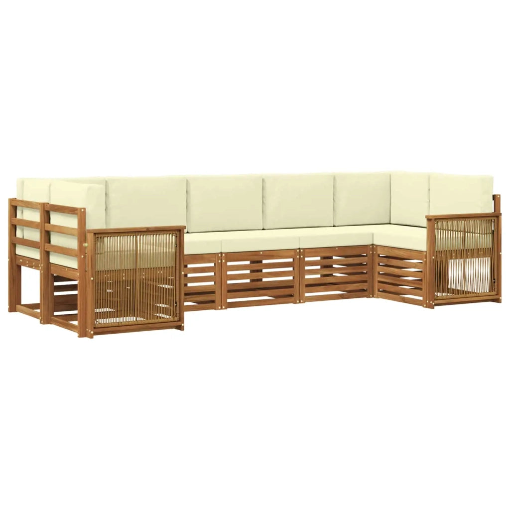 Set divano sezionale con cuscino 6 pcs Naturale e Crema