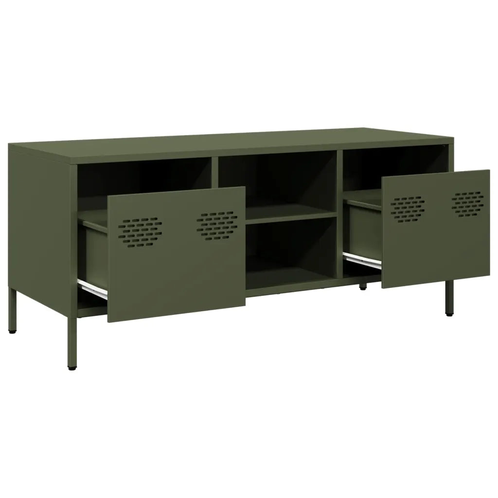 vidaXL Mobile TV Verde Oliva 101,5x39x43,5cm Acciaio Laminato a Freddo
