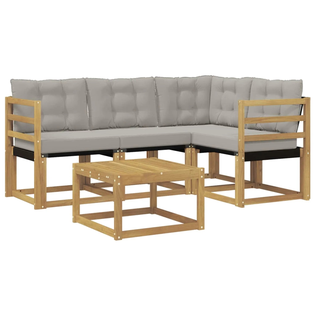 Set di divani da esterno 5 pz Bianco e Grigio Chiaro 3389441