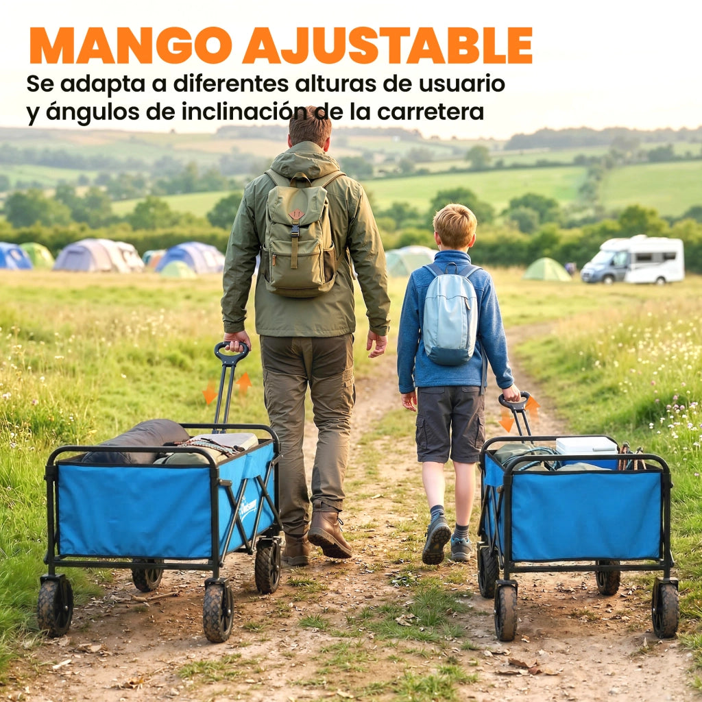 Carrello da Giardino Pieghevole con Ruote Bloccabili ¨C zephmum ¨C 85x50x99 cm Blu