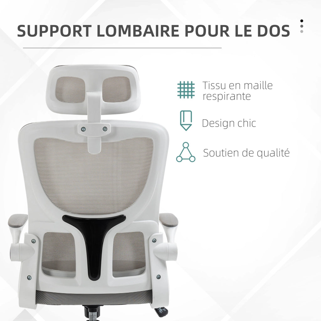 Sedia da ufficio girevole 360¡ã con poggiatesta e supporto lombare regolabile ¨C zephmum ¨C grigio