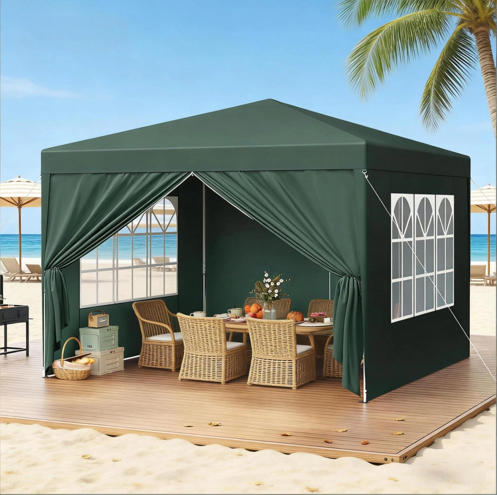 Gazebo pieghevole 3 x 3 m verde con tetto Oxford e altezza regolabile