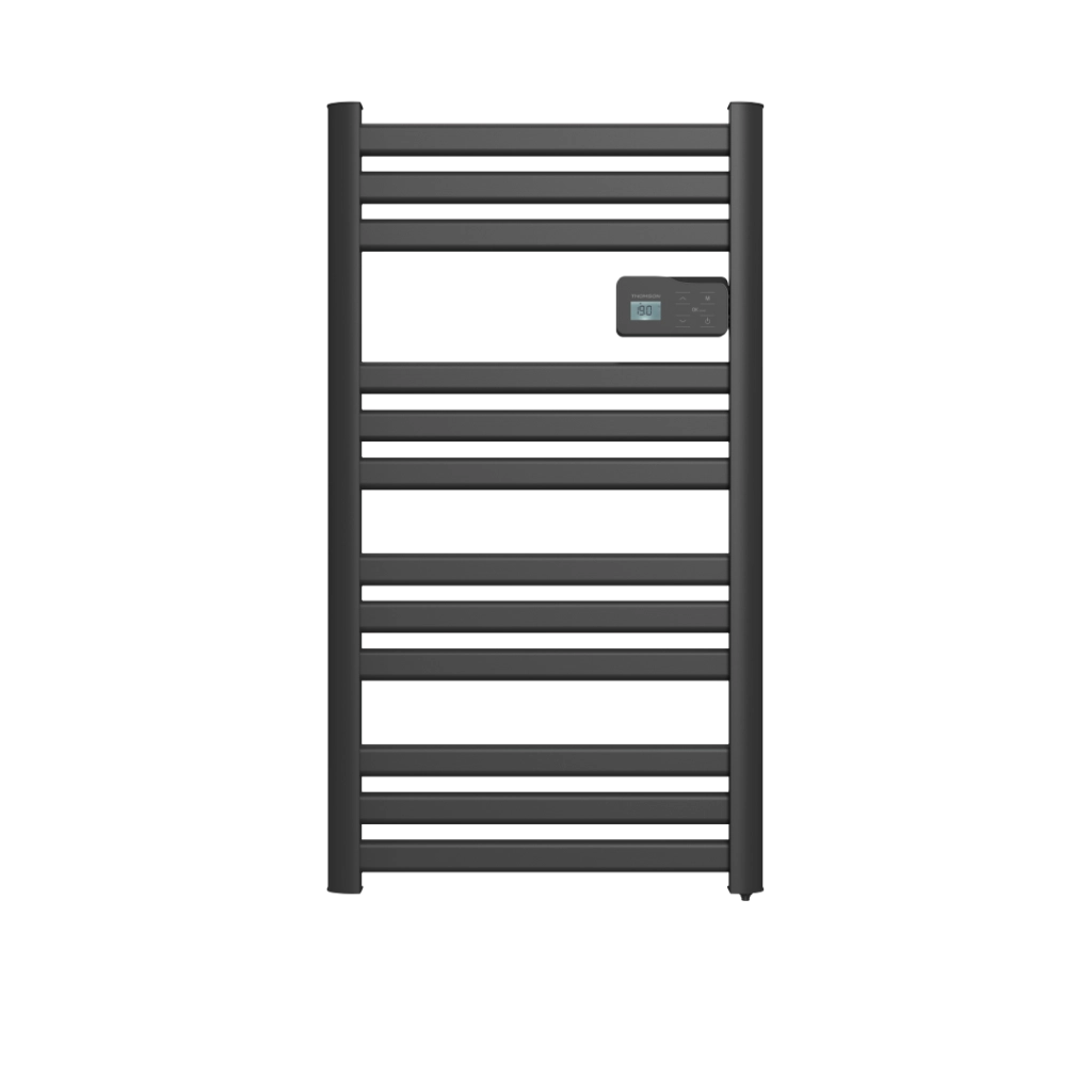 Scaldasalviette elettrico Thomson senza fluido, connesso al WiFi, con ventola da 500 W, nero cosmo
