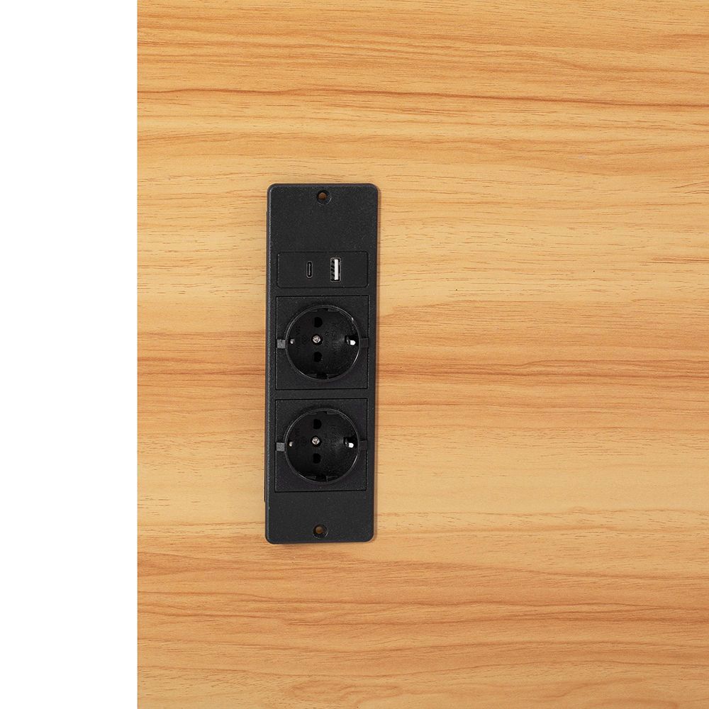 Isola cucina mobile con tavolo estendibile - Xylo - Grigio - Compartimento rifiuti e multipresa