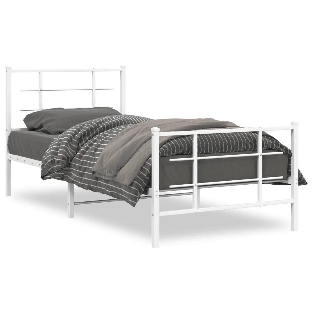 Giroletto con Testiera e Pediera-Struttura Letto Metallo Bianco 90x190 cm 490981
