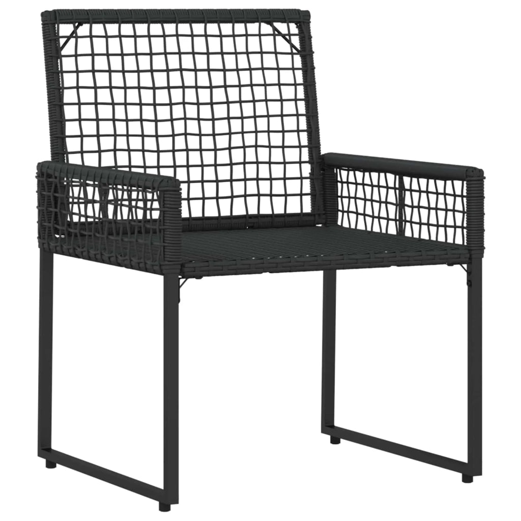 Set di Mobili da Esterno con cuscino 4 pcs Nero e Bianco Crema