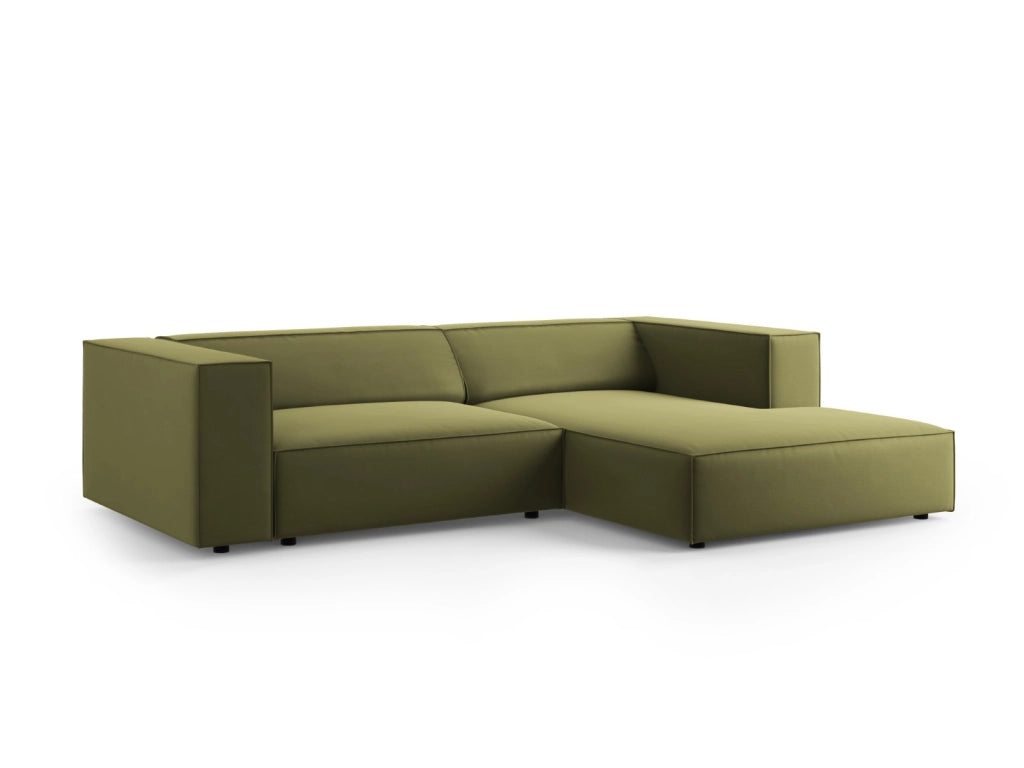 Cosmopolitan Design - Divano angolare destro "Arendal" 3 posti in velluto verde chiaro 
