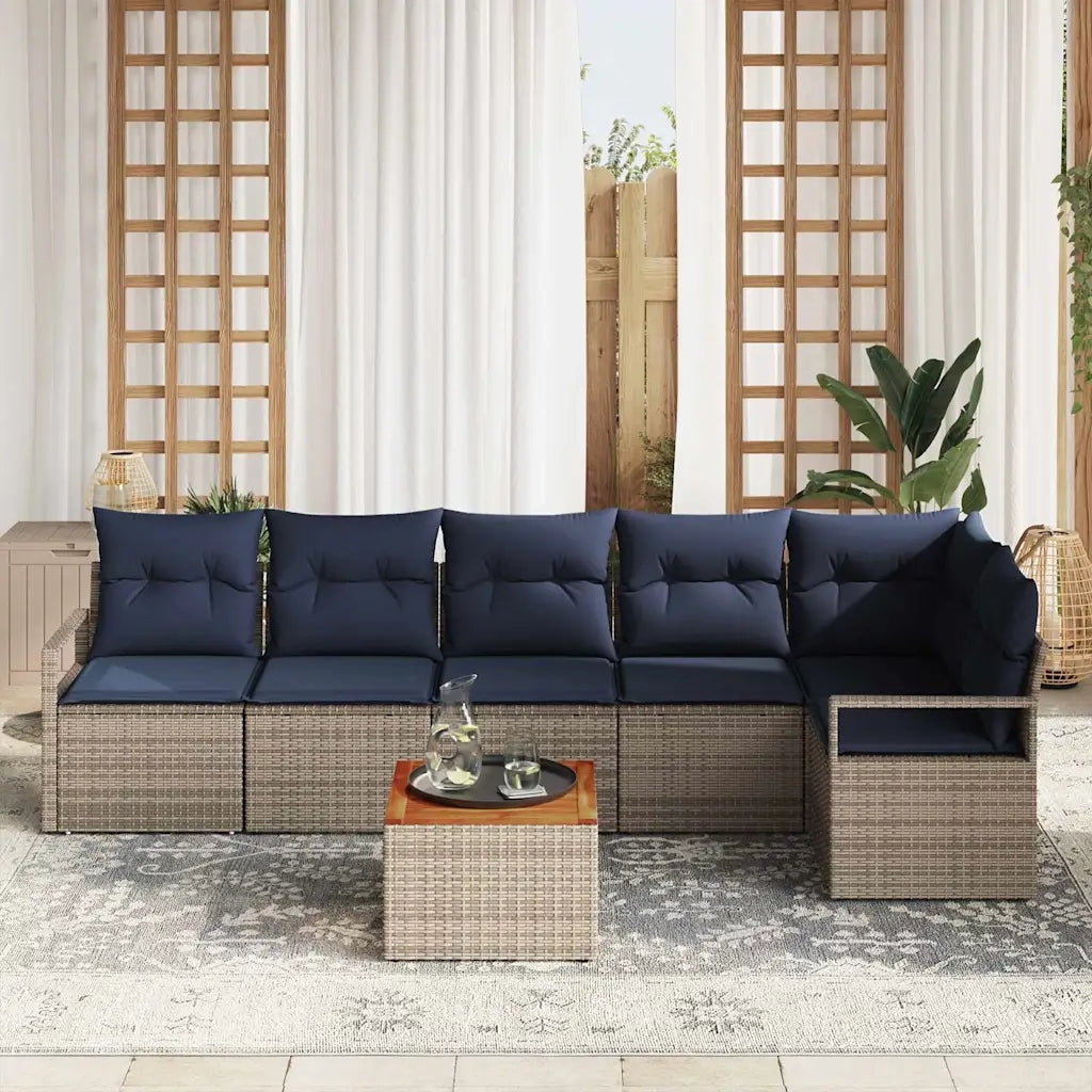 Set Divano da Giardino con cuscino 7 pcs Grigio polyrattan
