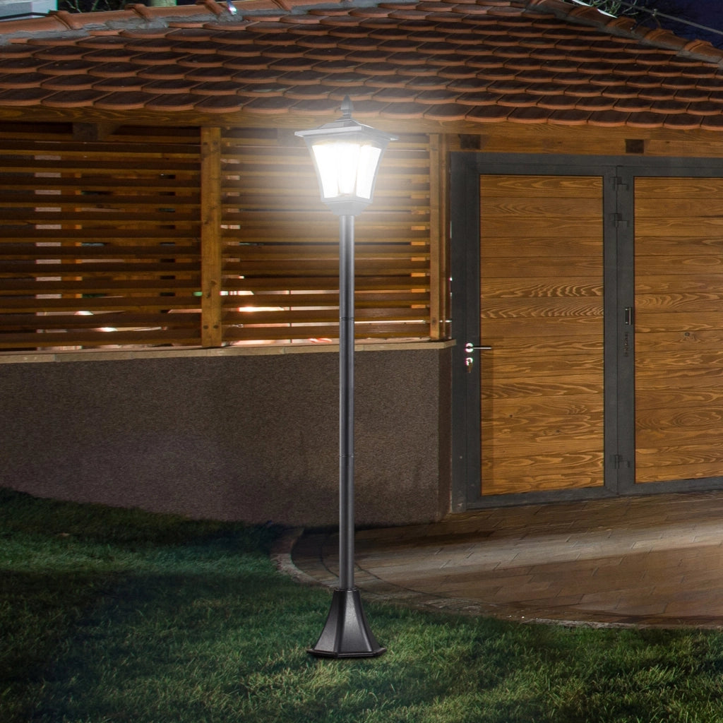 Lampada da giardino solare LED 160 cm ¨C zephmum ¨C nero acciaio inossidabile