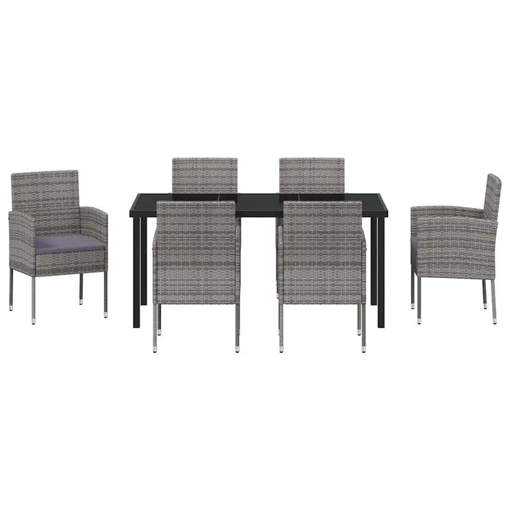 Set da Pranzo per Giardino con cuscino 7 pcs Grigio polyrattan 3380061