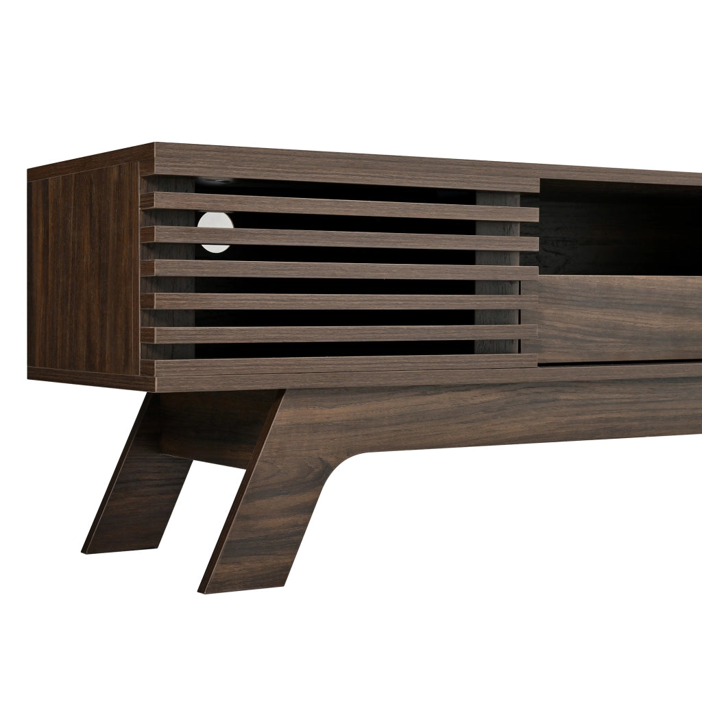 Mobile TV 150x35x44 cm con ante a lamelle in MDF noce