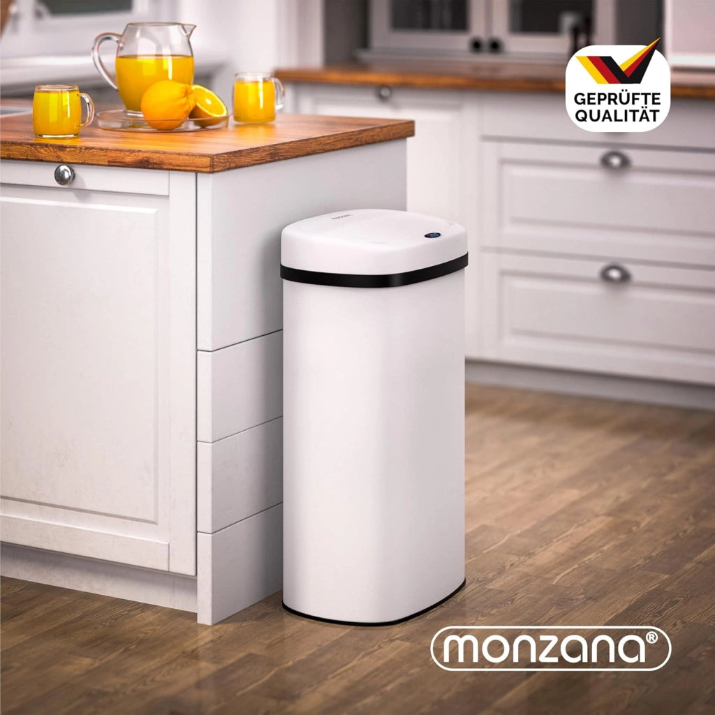 ® Cestino per Rifiuti con Sensore 50L in Acciaio Inox Pattumiera con Fissaggio Coperchio incl. Cavo USB Secchio Display LED