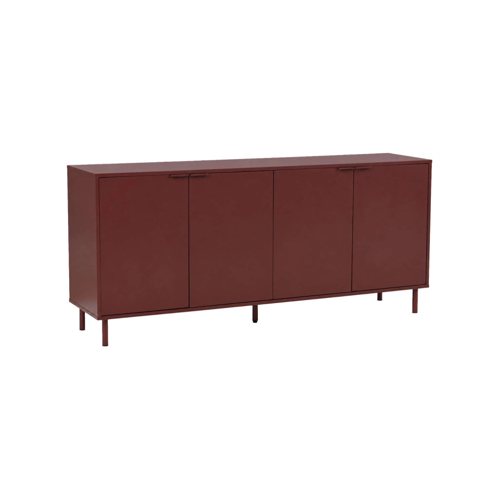 Credenza decorativa in legno e metallo 4 ante, 160cm, bordeaux