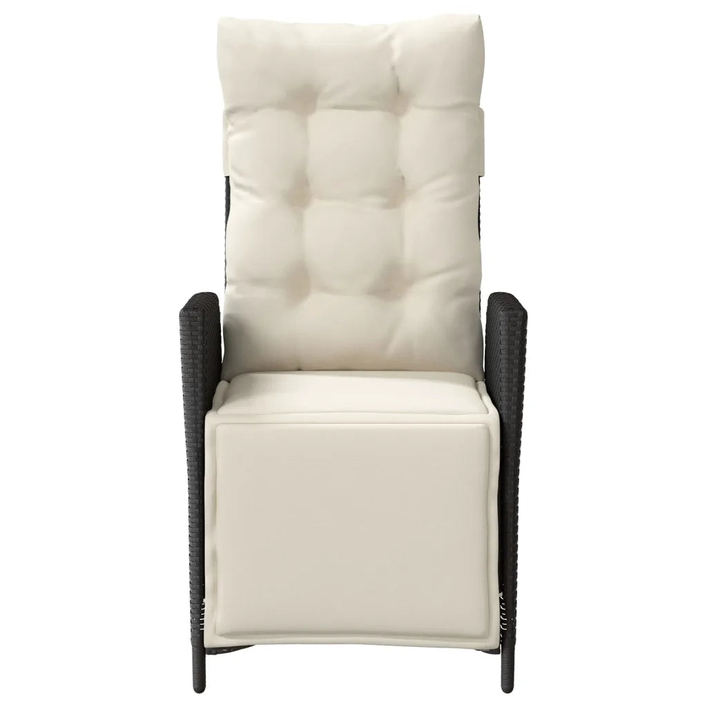 Sedia Reclinabile da Giardino con Poggiapiedi Nera Polyrattan 365280