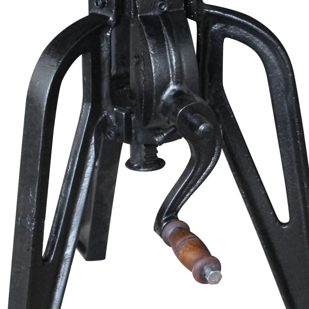 Tavolino-Tavolino da soggiorno-Tavolo in Legno Massello Anticato e Ghisa 60x(42-63) cm