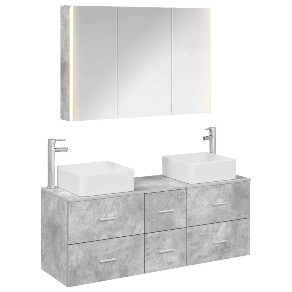 Set di mobili per il bagno 4 pcs Grigio Cemento 3406786