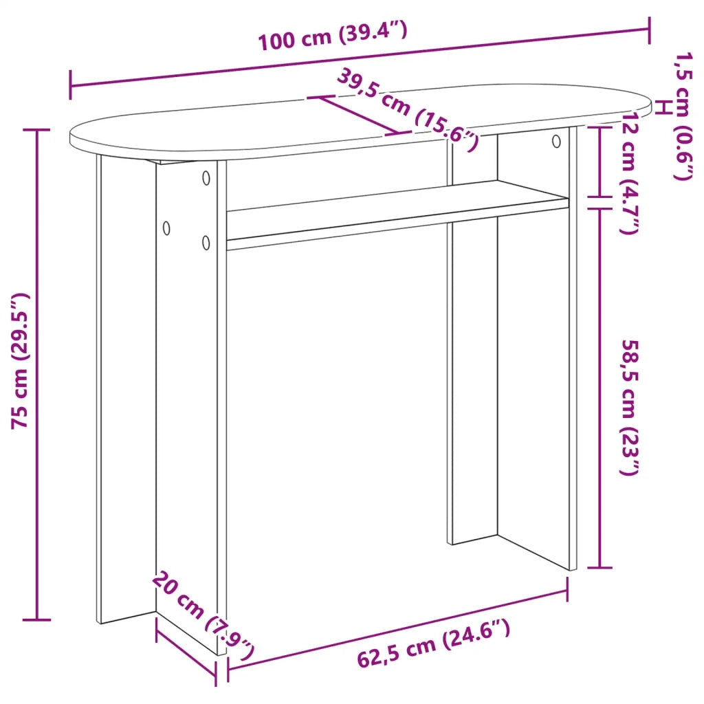 Tavolo consolle Bianco Lucido 100 x 39,5 x 75 cm 8001162