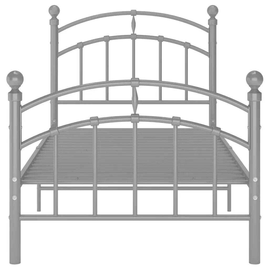 Letto singolo | Letto per adulti | Giroletto Grigio in Metallo 90x200 cm