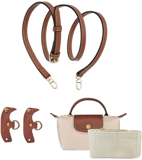 Organizzatore per borsa Longchamp, compatibile con cinturino Longchamp, cinturino per borsa Longchamp, regolabile, compatibile con organizzatore mini Longchamp, senza fori, adatto per borsa Longchamp