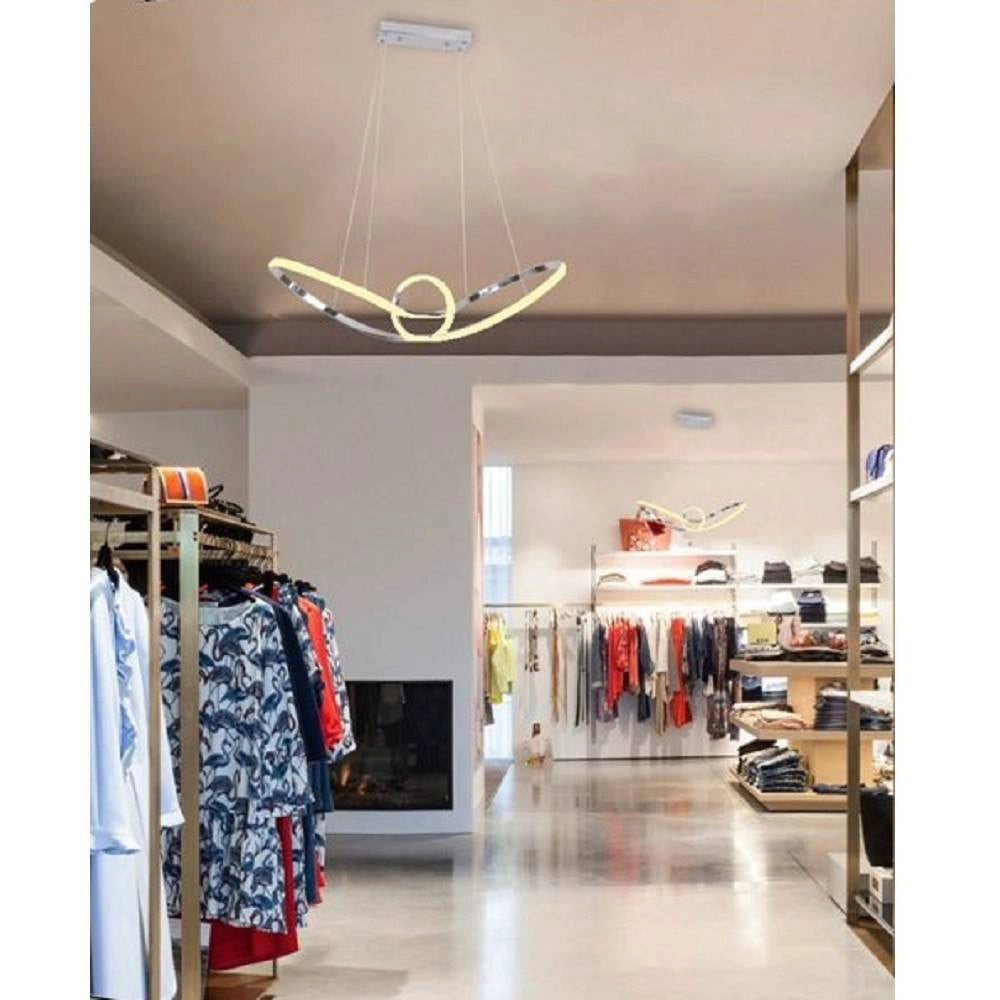 Trade Shop - Lampadario Led Moderno Argento A Sospensione 38 Watt Luce 6500k 4000k 3000k A07 -