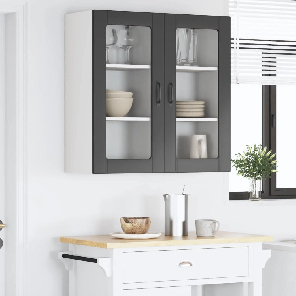 Mobiletto in vetro da parete PORTO 2 pcs Nero 40 x 31 x 80 cm