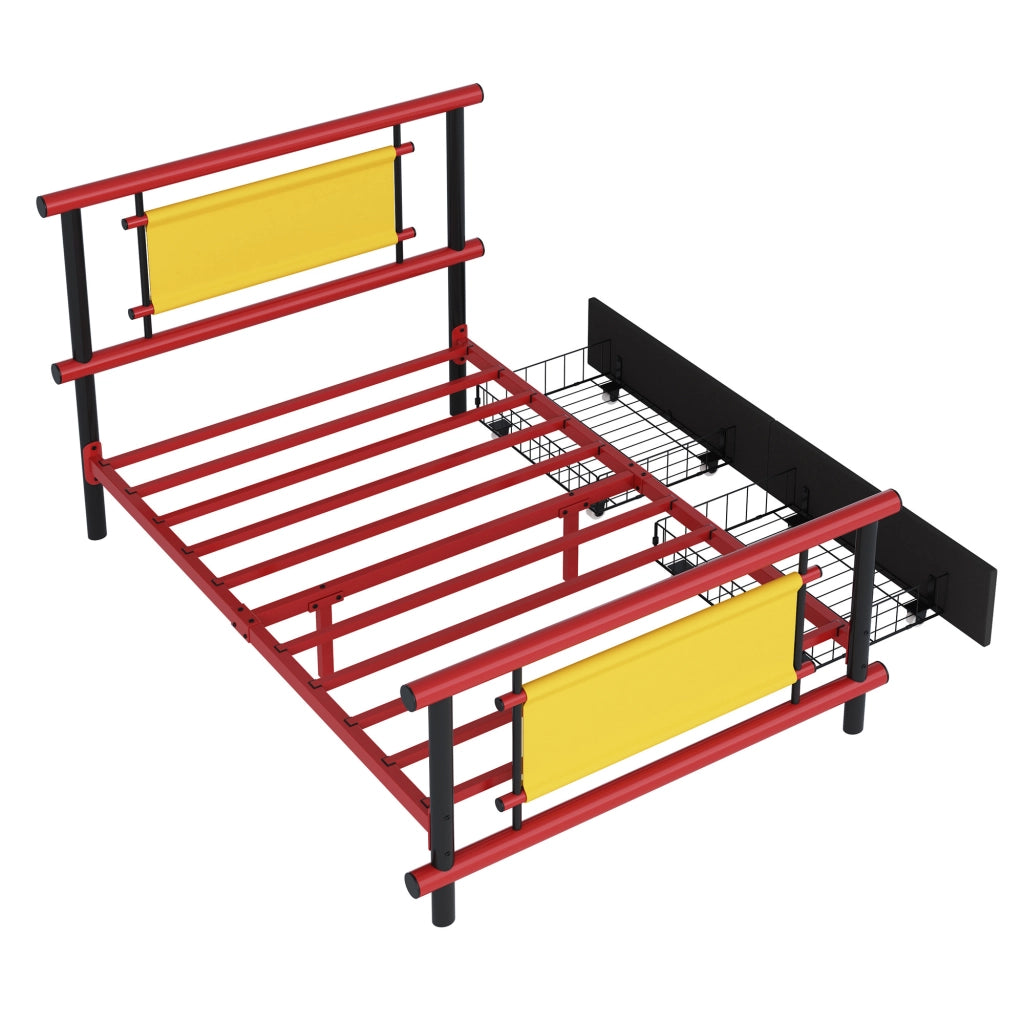 Letto in metallo per bambini 90x200 cm con cassetti struttura in acciaio robusto letto singolo compatto ideale per camere da letto dei bambini