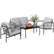 Set Salotto da Giardino ¨C zephmum ¨C Grigio Chiaro Acciaio