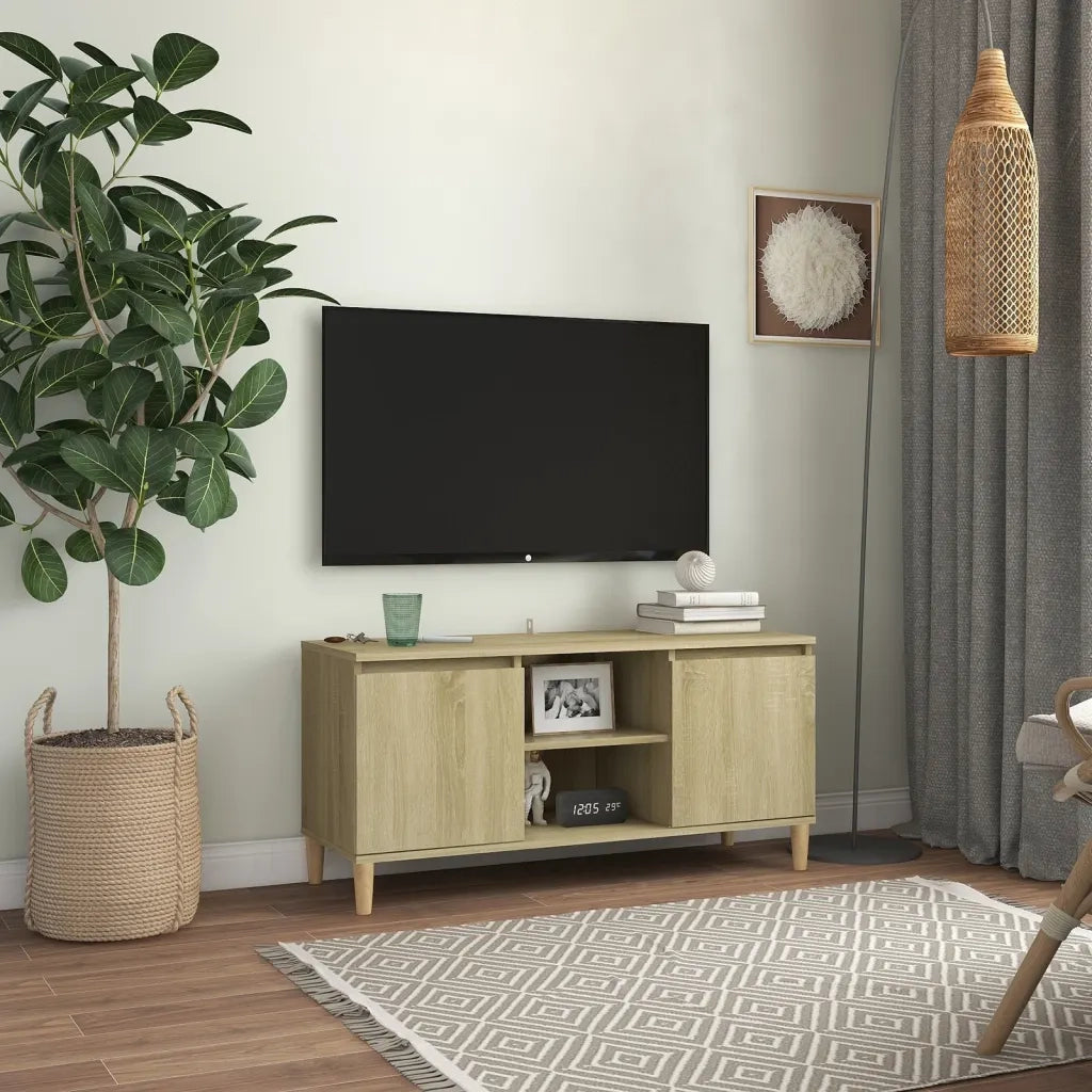 Mobile TV | Armadietto TV | Mobile Porta TV con Gambe in Legno Rovere Sonoma 103,5x30x50 cm